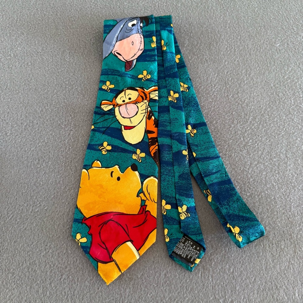 Disney Winnie the Pooh Tigger Eeyore‎ Men’s Silk Tie - Teal and Red